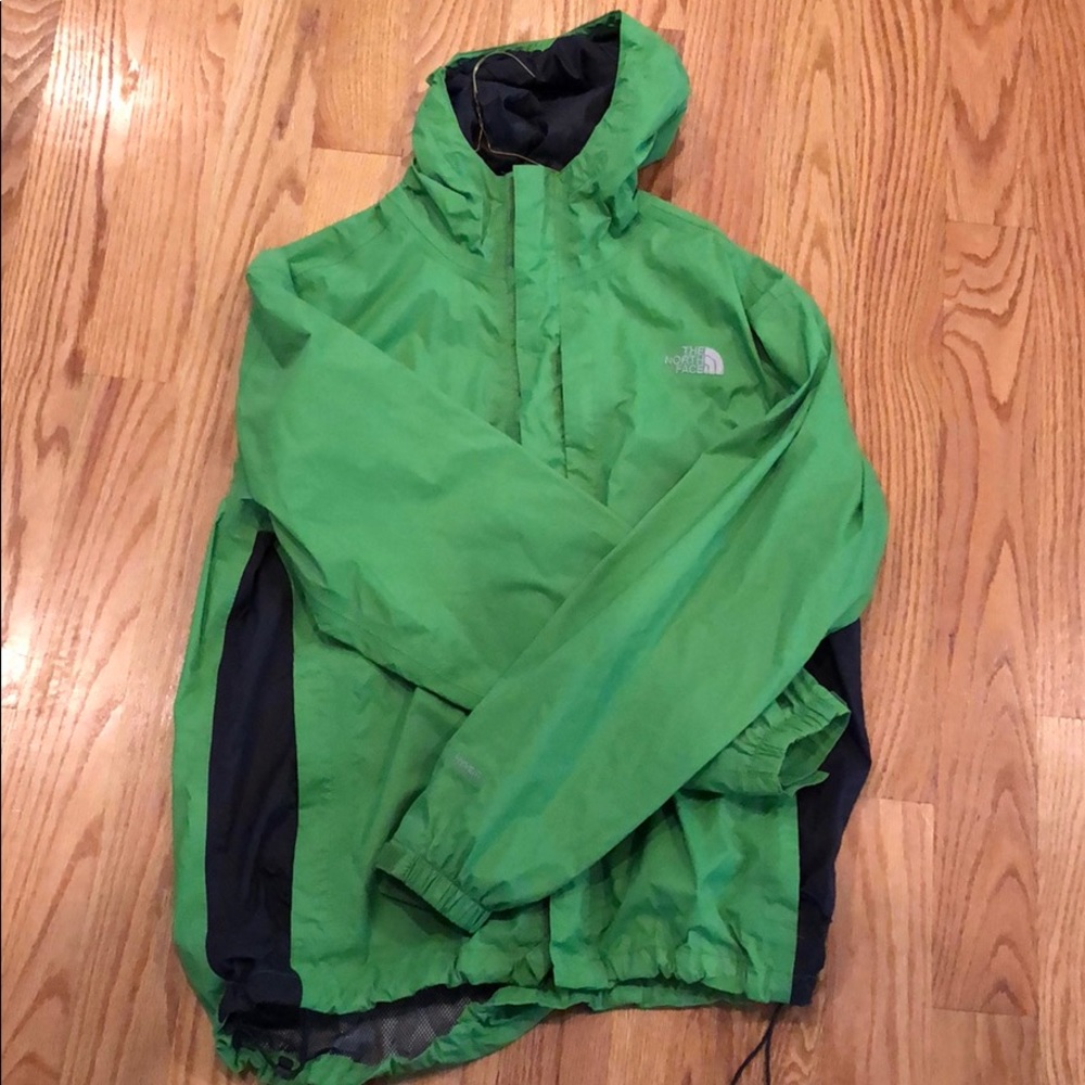 The North Face lime green unisex rain jacket!